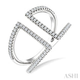 1/3 Ctw Geometric Wide Split Lightweight Round Cut Diamond Open Fashion Ring in 10K White Gold