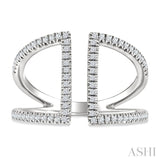 1/3 Ctw Geometric Wide Split Lightweight Round Cut Diamond Open Fashion Ring in 10K White Gold