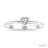 1/6 Ctw Petite Bezel Set Heart Shape Diamond Fashion Ring in 10K White Gold