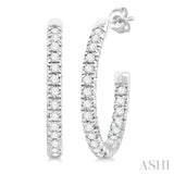 1/6 ctw French Pave Set Round Cut Diamond Fashion Half Hoop Earring in 14K White Gold