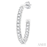 1/6 ctw French Pave Set Round Cut Diamond Fashion Half Hoop Earring in 14K White Gold