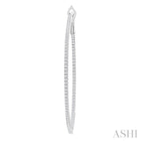 3/4 ctw Inside & Outside Round Cut Diamond Hoop Earring in 14K White Gold