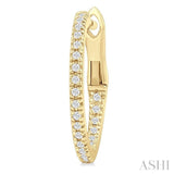 1/6 ctw Inside & Outside Round Cut Diamond Hoop Earring in 14K Yellow Gold