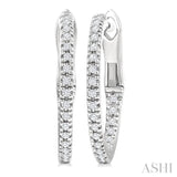 1/6 Ctw Inside & Outside Round Cut Diamond Hoop Earrings in 10K White Gold