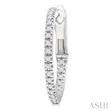 1/6 Ctw Inside & Outside Round Cut Diamond Hoop Earrings in 10K White Gold