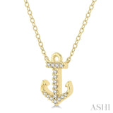 1/10 ctw Anchor Round Cut Diamond Petite Fashion Pendant With Chain in 14K Yellow Gold