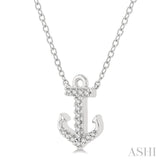 1/10 ctw Anchor Round Cut Diamond Petite Fashion Pendant With Chain in 14K White Gold