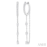 1/3 ctw Round Cut Diamond Chain Dangler Hoop Earring in 10K White Gold