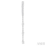 1/3 ctw Round Cut Diamond Chain Dangler Hoop Earring in 10K White Gold