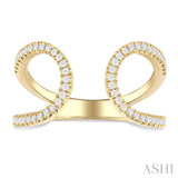 1/3 ctw Split U-Shaped Round Cut Diamond Open Fashion Ring in 10K Yellow Gold