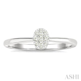 1/10 Ctw Lovebright Petite Oval Shape Round Cut Diamond Fashion Ring in 10K Yellow and White Gold