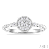 1/8 ctw Petite Bead Shank Circular Center Round Cut Diamond Fashion Ring in 10K White Gold