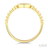 1/8 Ctw Petite Bead Shank Heart Motif Round Cut Bead Bijoux Diamond Fashion Ring in 10K Yellow Gold
