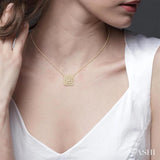 1/6 ctw Double Halo Square Shape Petite  Round Cut Diamond Fashion Pendant With Chain in 10K Yellow Gold