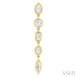 1.00 ctw Bezel Set Mixed Diamond Cut Fashion Earring in 14K Yellow Gold