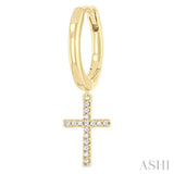 1/10 ctw Petite Cross Round Cut Diamond Fashion Huggies in 10K Yellow Gold