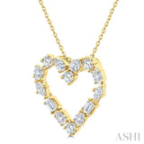 1 Ctw Heart Shape Mixed Diamond Cut Fashion Pendant With Chain in 14K Yellow Gold