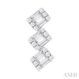 1/3 ctw Zig-Zag Fusion Baguette and Round Cut Diamond Fashion Earrings in 10K White Gold