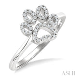 1/6 Ctw Petite Dog Paw Round Cut Diamond Fashion Ring in 10K White Gold