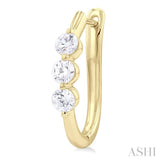 1.00 ctw 3-Stone Round Cut Diamond Fashion Hoop Earring in 14K Yellow Gold