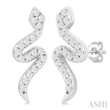 1/8 Ctw Petite Snake Round Cut Diamond Fashion Stud Earring in 10K White Gold