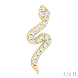 1/8 Ctw Petite Snake Round Cut Diamond Fashion Stud Earring in 10K Yellow Gold