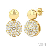 1/3 ctw Circular Mount Pave Set Round Cut Diamond Fashion Earring in 10K Yellow Gold