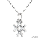 1/10 Ctw Petite Hashtag Motif Round Cut Diamond Fashion Pendant With Chain in 10K White Gold
