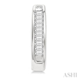 1/10 Ctw Baguette Cut Diamond Huggie Earrings in 10K White Gold