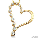 1/4 Ctw Round Cut Diamond Half Journey Heart Pendant in 14K Yellow Gold with Chain