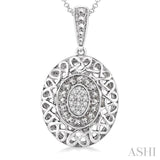 1/20 Ctw Round Cut Diamond Fashion Pendant in Sterling Silver with Chain