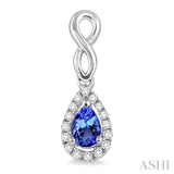 5x3 MM Pear Shape Tanzanite and 1/6 ctw Round Cut Diamond Earrings in 10K White Gold