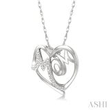 1/20 Ctw MOM Round Cut Diamond Heart Pendant With Chain in 10K White Gold