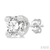 1/20 Ctw Round Cut Diamond Stud Earrings in 14K White Gold