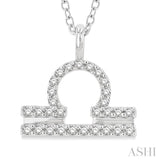 1/8 ctw Libra Round Cut Diamond Zodiac Pendant With Chain in 10K White Gold