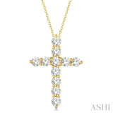 1 Ctw Round Cut Diamond Cross Pendant in 14K Yellow Gold with Chain