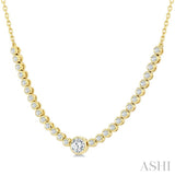 1/2 Ctw Luna Bezel Halfway Bezel Set Round and Round Cut Diamond Necklace in 14K Yellow Gold