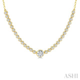1/2 Ctw Luna Bezel Halfway Bezel Set Round and Round Cut Diamond Necklace in 14K Yellow Gold