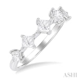 3/4 Ctw Half Eternity 5-Stone Princess Cut Diamond Fashion Band in 14K White Gold