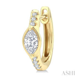 1/3 Ctw Marquise Centerpiece and Round Cut Diamond Fashion Huggie Earrings in 14K Yellow Gold