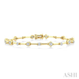 1 1/5 Ctw Mixed Diamond Cut Bar Link Bracelet in 14K Yellow Gold