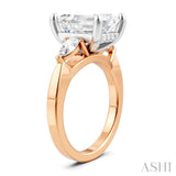 1/2 Ctw Tri-Mount Emerald Shape Center Pear and Round Cut Diamond Semi Mount Engagement Ring in 14K Rose and White Gold