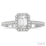 1/6 Ctw Octagon Shape Semi Mount Round Cut Diamond Ring in 14K White Gold
