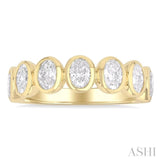 2.00 Ctw 7-Stone Bezel Set Oval Cut Diamond Fashion Band in 14K Yellow Gold