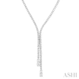 9.00 Ctw Y-Split Round Cut Diamond Lariat Necklace in 14K White Gold