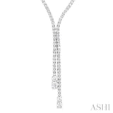 9.00 Ctw Y-Split Round Cut Diamond Lariat Necklace in 14K White Gold