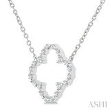 1/8 Ctw Petite Open Window Clover Round Cut Diamond Pendant With Chain in Sterling Silver