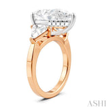 1 1/10 Ctw Pear Shape Trillion Cut & Round Cut Diamond Semi-Mount Engagement Ring in 14K Rose and White Gold