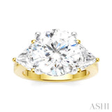 1 Ctw Circular Shape Trillion and Round Cut Diamond Semi Mount Engagement Ring in 14K Yellow and White Gold
