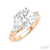 1/2 Ctw Circular Shape Trillion and Round Cut Diamond Semi Mount Engagement Ring in 14K Rose and White Gold